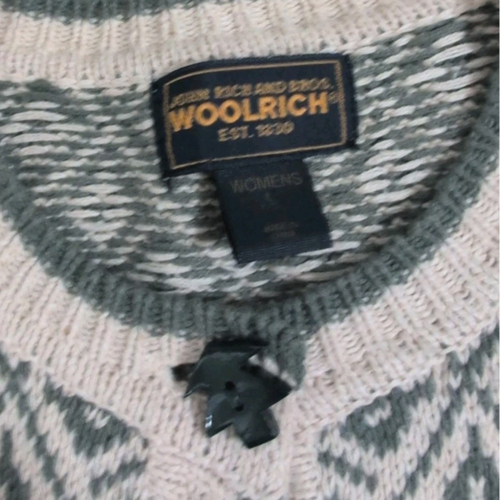 WOOLRICH Folk Art Country Tree Button Embroidered Cardigan Sweater Large - Picture 4 of 6